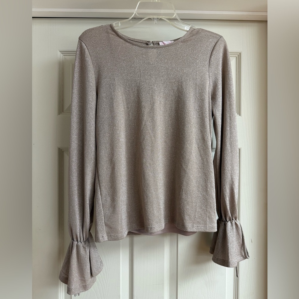 Pink Lily Shimmering Taupe Blouse